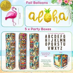 Lahau Party Decorations Set 180 Pcs Luau Birthday Background Balloons Signs