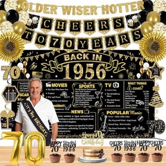 70th Birthday Decorations for Men Women, 36 Pcs Back in 1956 Birthday Party D…