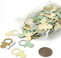Sage Green Gold Pacifiers Table Confetti Scatters Neutral Baby Shower Boy Girl F