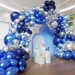 Blue Balloon Arch Kit, 102pcs Navy Blue Silver Blue Metallic Blue Difference …