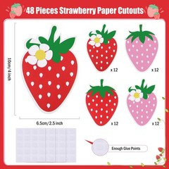 MixTeach 48 Pieces Strawberry Cutouts Summer Berry Paper Cutouts Strawberry S…