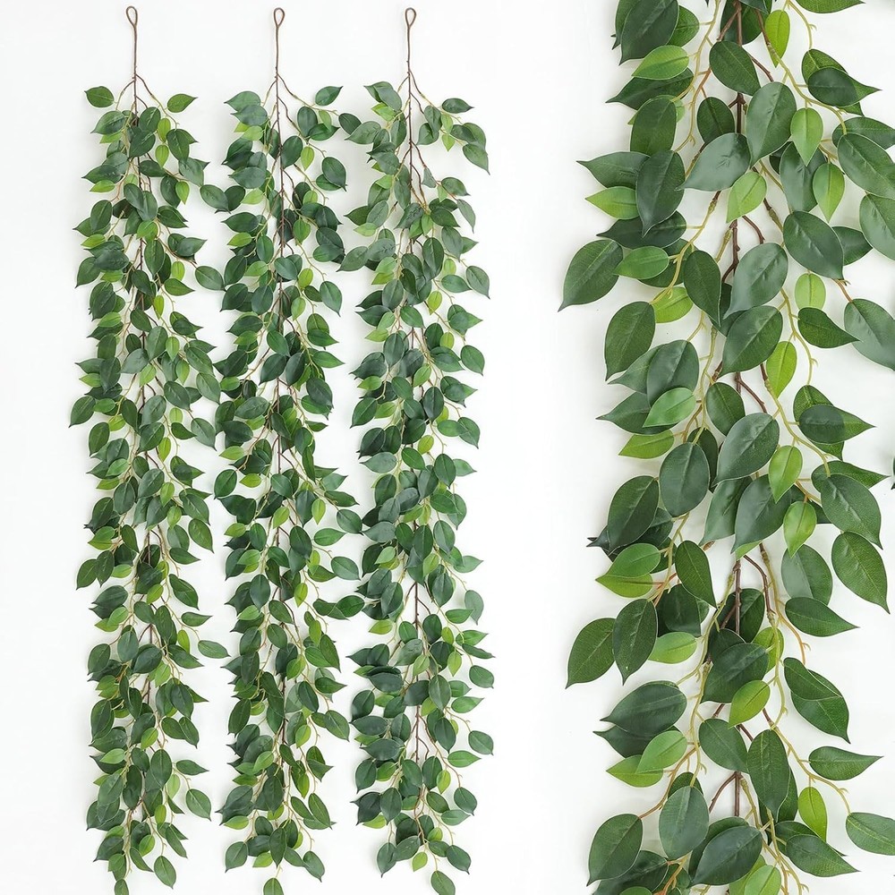 Mizii 3 Packs Artificial Vines Garland 42» Fake Ficus Vine Greenery Garland