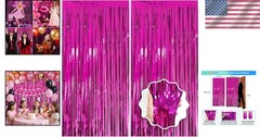 Sparkling 2 Pack Hot Pink Party Decorations Backdrop Fringe Curtain Bachelorette