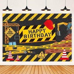 Construction Themed Birthday Party Decorations, Digger Dump Truck Backdrop Ta…