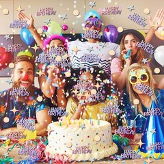 3000 PCS Iridescent Happy Birthday Confetti Metallic Foil Cake Table Scatter