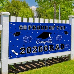 Graduation Decorations 2026 Blue Graduation Banner 66.1″ X 33.8″ Graduation Back