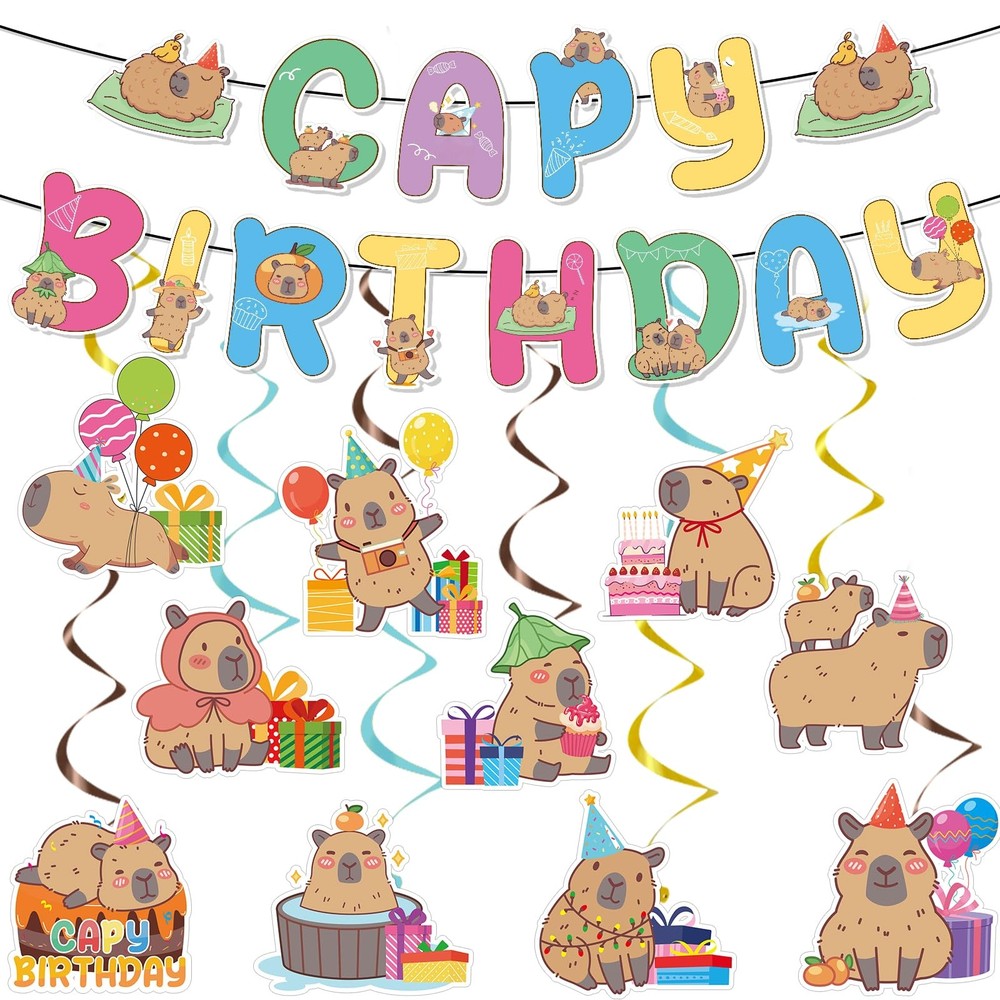 Deorfuy Capybara Birthday Party Decorations – 3 inches x 6 inches, Multicolor