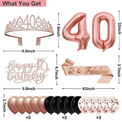 40th Birthday Decorations for Women,32PCS Back in 1986 Party Black