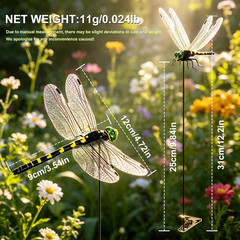 12 Pack 3D Dragonfly Clips, Fake Dragonflies with Stakes, Realistic Plastic Drag