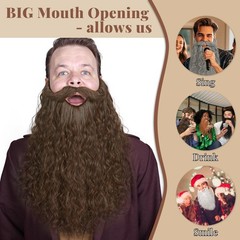 18 Inches Men’s Long Curly Brown Synthetic Pre – styled Realistic Fake Beard …