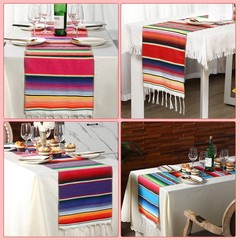 10 Pack 14 x 84 In Mexican Serape Table Runners, 29 Pcs Papel Picado Banner, …