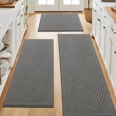SHACOS Kitchen Rugs Sets of 3 Non Slip Washable Polypropylene Low Pile Absorb…
