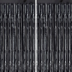 2 Pack Foil Fringe Backdrop – Pastel Rainbow Shiny Tinsel Curtains for Party Dec