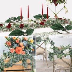 2Pack Artificial Eucalyptus Garland with Willow Leaves 6Feet Fake Hanging Plant