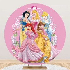 Round Backdrop Cover Cartoon Princesses Birthday Party Photo Background Supplies