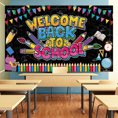 Welcome Back to School Banner, Multicolored, 72 X 43 Inch, Back to School Decora