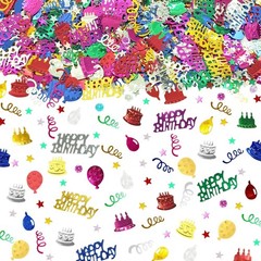 Multicolor Happy Birthday Glitter Metallic Foil Table Scatter Confetti 3000 PCS