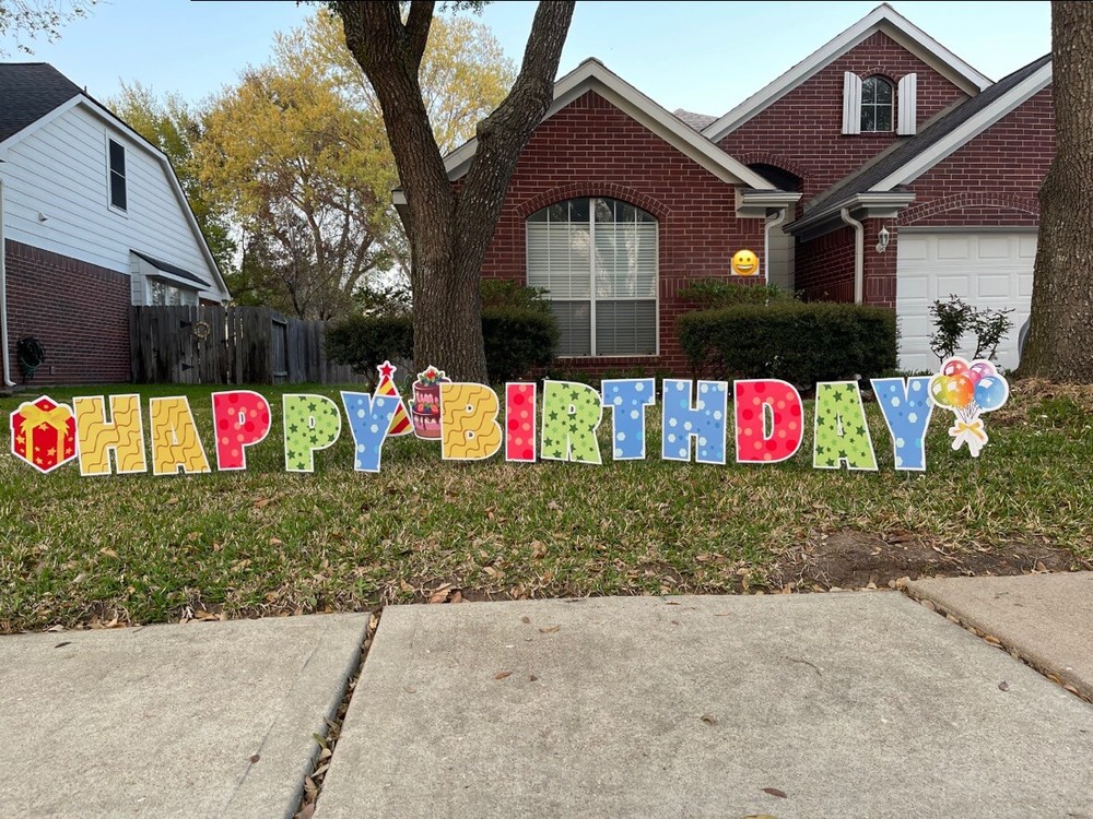 NEW YARD SIGN HAPPY BIRTHDAY LARGE YARD SIGN 17 PCS with 17 METAL