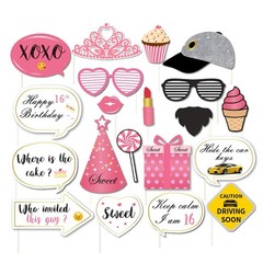 44 PCS Sweet 16 Photo Booth Props Happy Sixteen 16th Birthday Party Supply