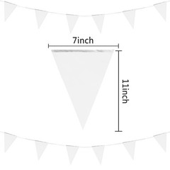 100 Feet White Pennant Banners Flags String Hanging Triangle Bunting Flags,Party