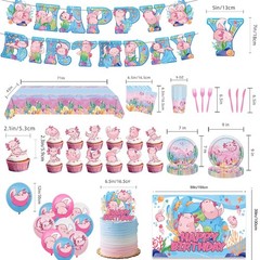 Axolotl Birthday Decorations Include Axolotl Plates-Napkins-Cups-Cutlery-Tabl…
