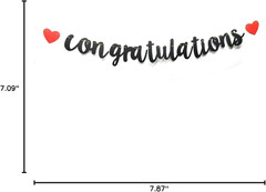Congratulations Banner Black Letters & Red Symbol Hanging Paper Sign Decorations