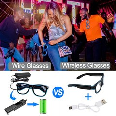 Wireless Light Up Glasses Glow in the Dark Neon Rave Glasses for Rave Party, …