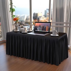 Party Talk Black Polyester Table Clothes for 4 Foot Rectangle Tables, Wrinkle Fr