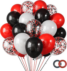 Red and Black Balloons Graduation Decorations Kit, White and Confetti Balloon 65