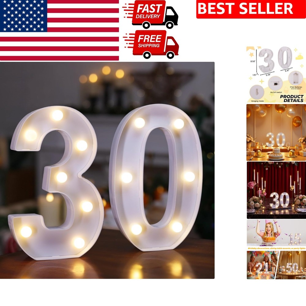 30th Birthday LED Light-Up Marquee Sign