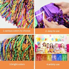 2 Pack Metallic Tinsel Foil Fringe Table Skirts for Rectangle & Round Tables Hot