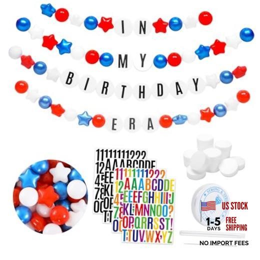 DIY Giant Friendship Bracelet Birthday Garland Kit with Letters Red/Blue/White