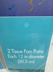 NEW 3 Hanging Tissue Decoration Pom Poms 2x 12” Aqua Blue 2pks 1x 17″ White/Red