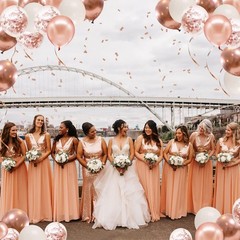 Rose Gold Confetti Balloons – 50pcs 12 Inch Metallic Rose Gold and White Late…