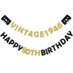 Eucutur Pre-Strung Black Gold 80th Birthday 8 inches x 6.2 inches,