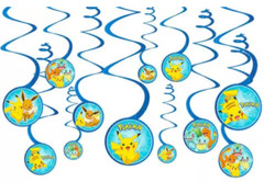 Multicolor Pokemon Hanging Swirls – 12pcs Cardstock Decorations for Birthdays