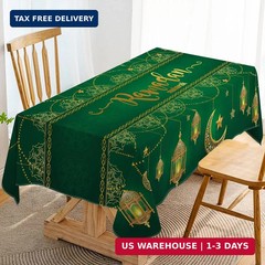 Hafangry Ramadan Mubarak Tablecloth Islamic Muslim Eid Decoration Golden Star Mo