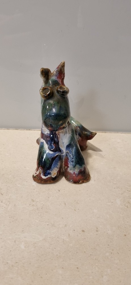 10cm Glazed Pottery Dog Creative Art Paint