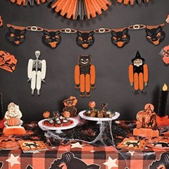 2 Piece Vintage Halloween Party Decorations Cat Banners, 7.5″ x 4′,