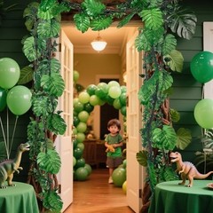 27 Pcs Jungle Vines Decorations – 10ft Artificial Rattans & Palm Leaves for Safa