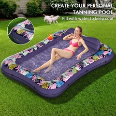Tanning Pool Lounger Float, OKSUWATER 75″ x 51″ Pool Floats Adult with Headre…
