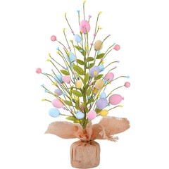 17’’ Easter Egg Table Tree Easter Decorations with Artificial Eggs Greenery Leav
