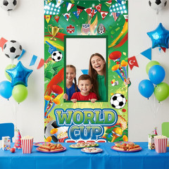 World Cup Decorations Photo Banner Backdrop 71X35 Inches Soccer Party Photo Boot