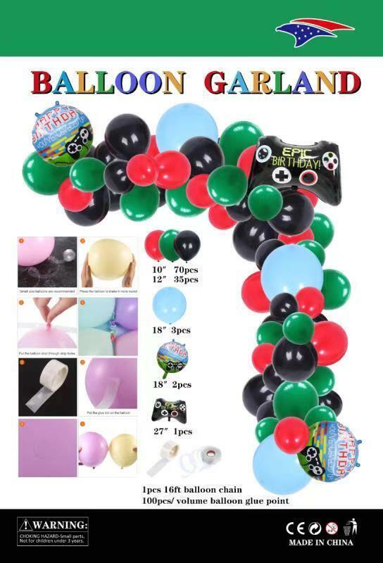 109 Pcs 16Ft Balloons Garland Epic Games Decoration Kids Adults Happy Birthday