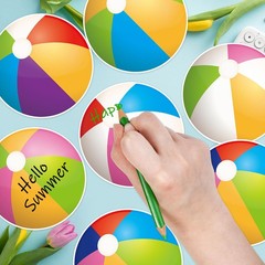 48Pcs Beach Ball Cutouts Summer Bulletin Board Decorations Colorful Beach Bal…