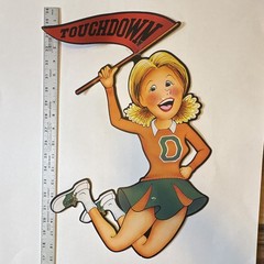 Football Cheerleader Touchdown Party Cutout Decoration, Orange & Green
