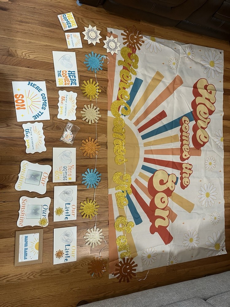 Boy Baby Shower Decorations Set, Table Decorations And Banner