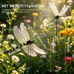 12 Pack 3D Dragonfly Clips, Fake Dragonflies with Stakes, Realistic Plastic Drag