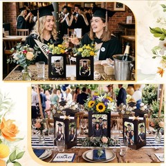 12 Pcs Graduation Table Centerpieces – 3-Sided Photo Display Frames, Congrats Gr
