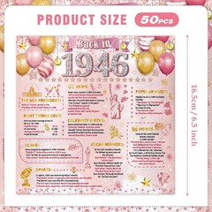 80th Birthday Party Decorations – 50 Pcs Pink Rose Gold Happy 80 Years Old Back